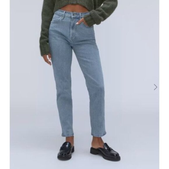 NWT Everlane The Original Cheeky Jean High Rise Stone-Sashed Sky Straight Leg Cr - Picture 1 of 7